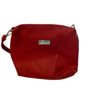 BCBG Paris Red Faux Leather Crossbody Bag – Adjustable Strap – Pre-Owned